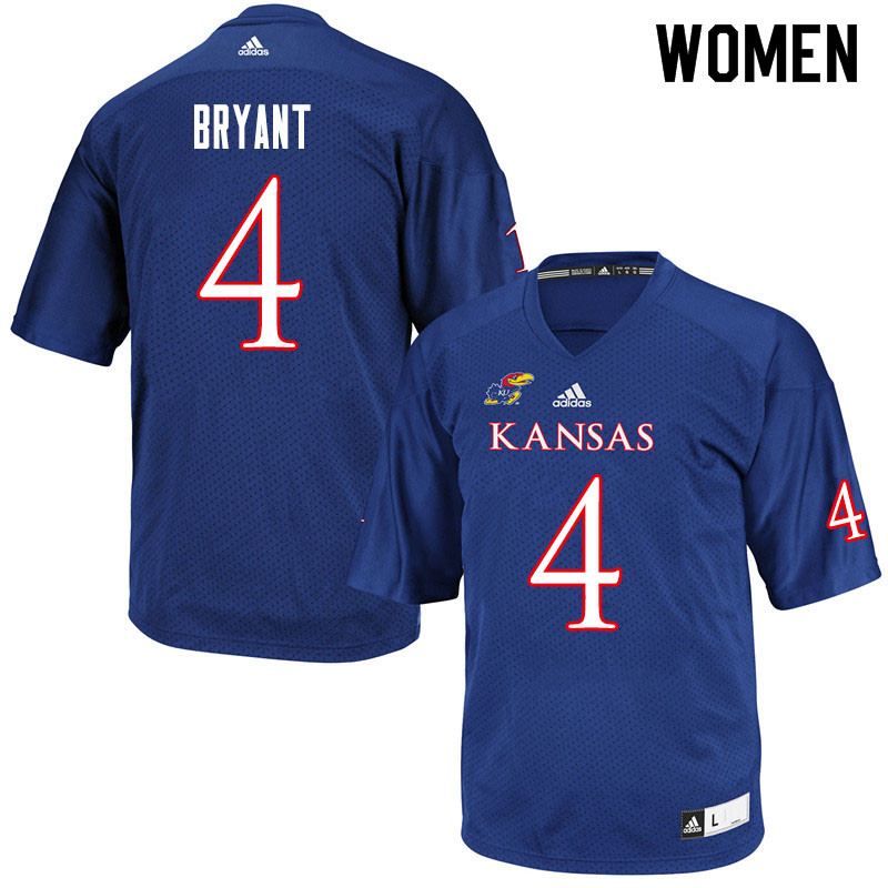 Women #4 Jacobee Bryant Kansas Jayhawks College Football Jerseys Sale-Royal - Click Image to Close